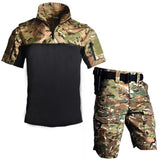 Camouflage Men Tactical Uniform Summer Short Sleeve Military T-shirts and Combat Pants US Army Airsoft  Paintball Clothing Suit