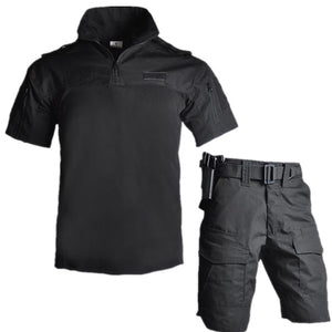 Camouflage Men Tactical Uniform Summer Short Sleeve Military T-shirts and Combat Pants US Army Airsoft  Paintball Clothing Suit