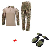 Tactical Camouflage Military Uniform Clothes Suit Men Women US Army Clothes Military Vest Combat Shirt + Cargo Pants Knee Pads