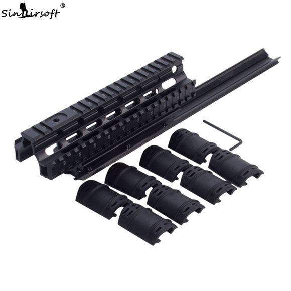 SNAIRSOFT Saiga Tactical Quad Rail See-through Scope Mount Weaver Forend for AK47 74 with Rubber Covers Picatinny SA4049