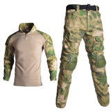 2020 Tactical airsoft Camouflage Military Uniform Clothes Suit Men US Army clothes Military Combat Shirt + Cargo Pants Knee Pads