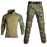 2020 Tactical airsoft Camouflage Military Uniform Clothes Suit Men US Army clothes Military Combat Shirt + Cargo Pants Knee Pads