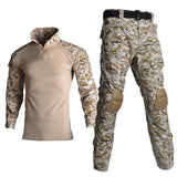 2020 Tactical airsoft Camouflage Military Uniform Clothes Suit Men US Army clothes Military Combat Shirt + Cargo Pants Knee Pads