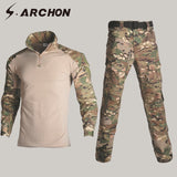 S.ARCHON Camouflage Military Tactical Uniform Set Men Camo SWAT Amry Combat Clothes Suit Flexible Cargo Pants Long Sleeve Shirt