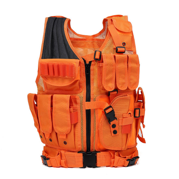 Bright Orange Hunting Vest Military Tactical Molle Airsoft Vest Outdoor Body Armor Swat Combat Painball Vest for Men