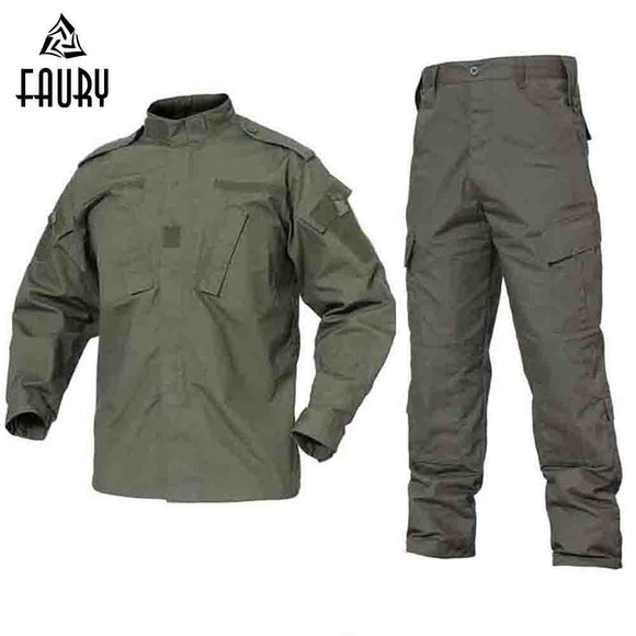 2018 Army Green Outdoor Camouflage Uniform Men Clothes Tactical Military Uniform Combat Hunting Men's Jacket+Pants Hunt Clothes