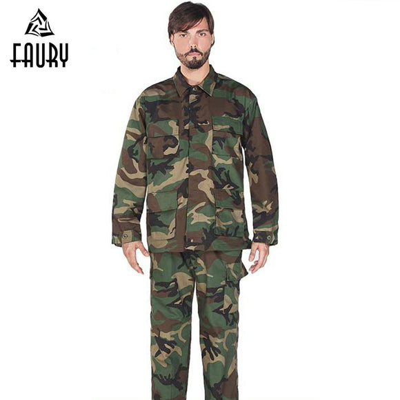 Men Military Uniform Outdoor Army Camouflage Combat Uniform Male Tactical Suit Sets BDU CS Training Jacket and Pant