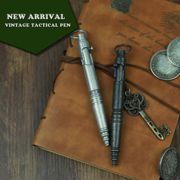 New Stainless Steel Tactical Pen Vintage Design Pen Bolt Switch Etro Ball Point Pen Self Defense Supplies EDC Tool Gift